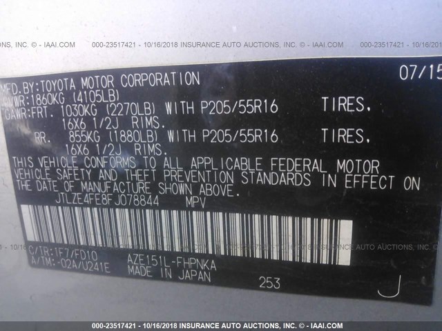 JTLZE4FE8FJ078844 - 2015 TOYOTA SCION XB Gümüş foto 9