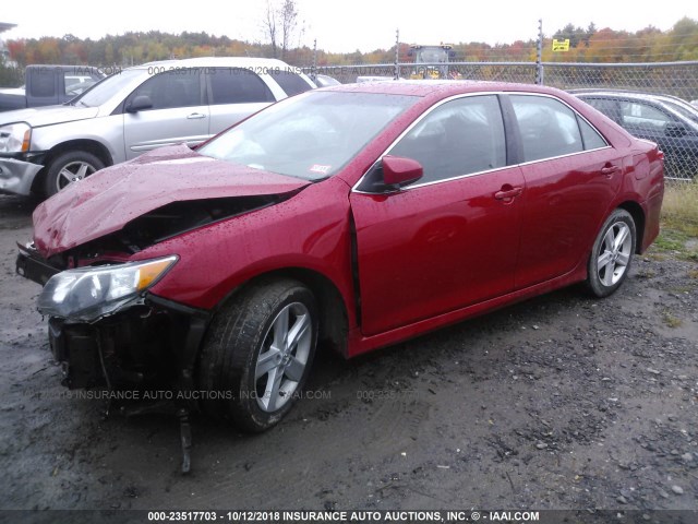 4T1BF1FK3EU802303 - 2014 TOYOTA CAMRY L/SE/LE/XLE RED photo 2