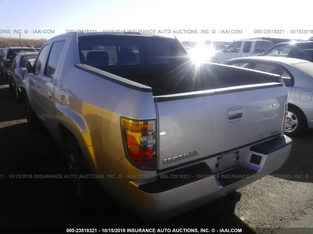 2HJYK16307H549185 - 2007 HONDA RIDGELINE RTX SILVER photo 3