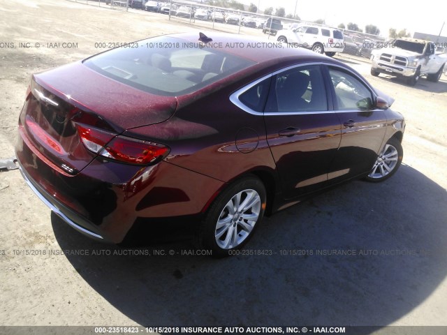 1C3CCCAB3GN124433 - 2016 CHRYSLER 200 LIMITED MAROON photo 4