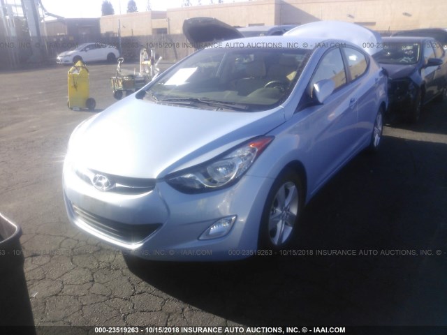 KMHDH4AEXDU847310 - 2013 HYUNDAI ELANTRA GLS/LIMITED BLUE photo 2