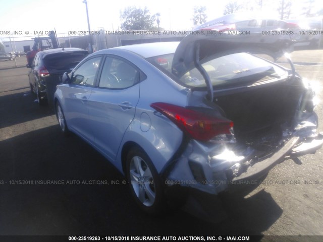 KMHDH4AEXDU847310 - 2013 HYUNDAI ELANTRA GLS/LIMITED BLUE photo 3