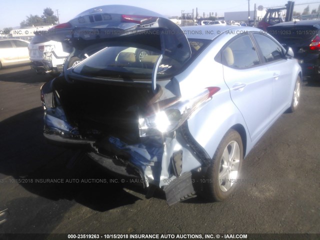 KMHDH4AEXDU847310 - 2013 HYUNDAI ELANTRA GLS/LIMITED BLUE photo 4