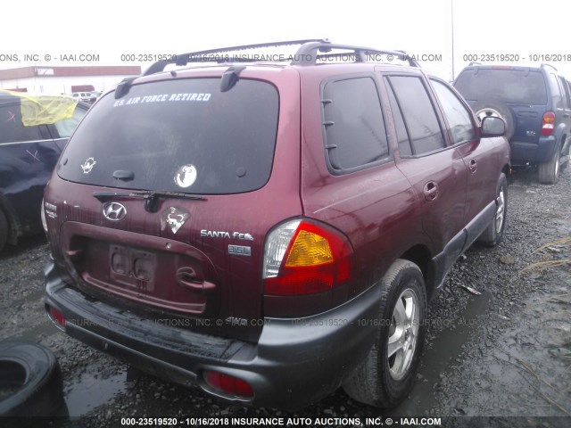 KM8SC73E64U731414 - 2004 HYUNDAI SANTA FE GLS/LX MAROON photo 4