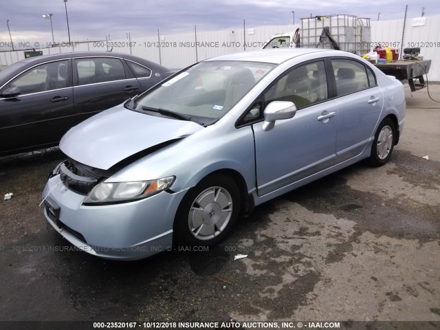 JHMFA36247S004390 - 2007 HONDA CIVIC HYBRID Light Blue photo 2