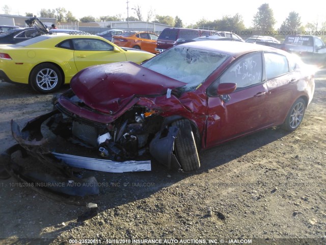 1C3CDFBBXED913632 - 2014 DODGE DART SXT RED photo 2