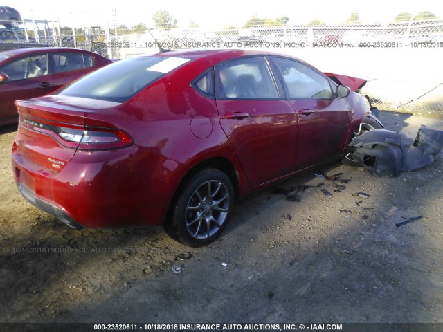 1C3CDFBBXED913632 - 2014 DODGE DART SXT RED photo 4