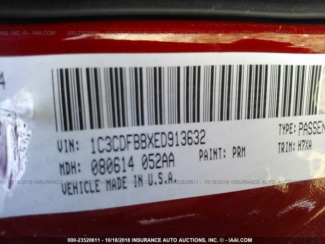 1C3CDFBBXED913632 - 2014 DODGE DART SXT RED photo 9