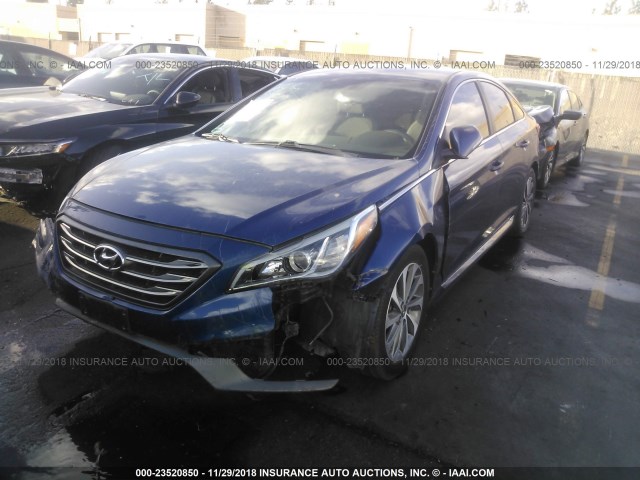 5NPE34AF4FH053433 - 2015 HYUNDAI SONATA SPORT/LIMITED BLUE photo 2