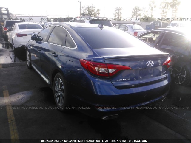 5NPE34AF4FH053433 - 2015 HYUNDAI SONATA SPORT/LIMITED BLUE photo 3