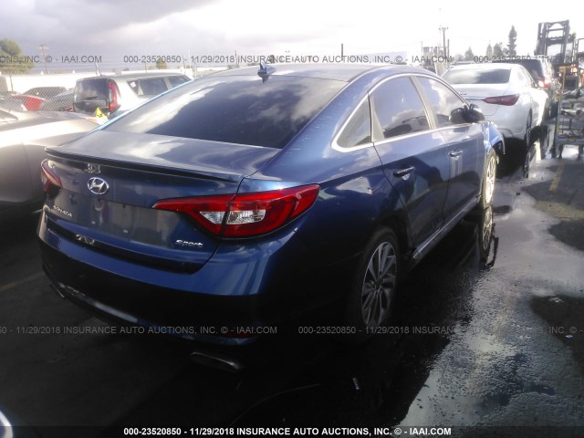 5NPE34AF4FH053433 - 2015 HYUNDAI SONATA SPORT/LIMITED BLUE photo 4