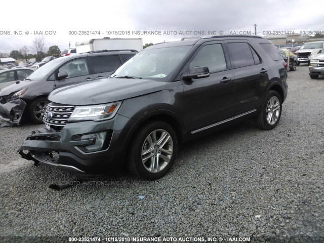 1FM5K7D89HGB77783 - 2017 FORD EXPLORER XLT GRAY photo 2