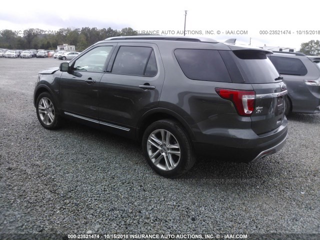 1FM5K7D89HGB77783 - 2017 FORD EXPLORER XLT GRAY photo 3