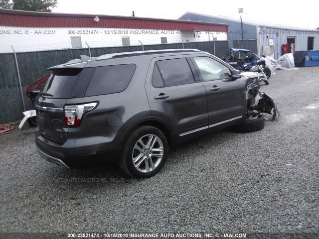 1FM5K7D89HGB77783 - 2017 FORD EXPLORER XLT GRAY photo 4