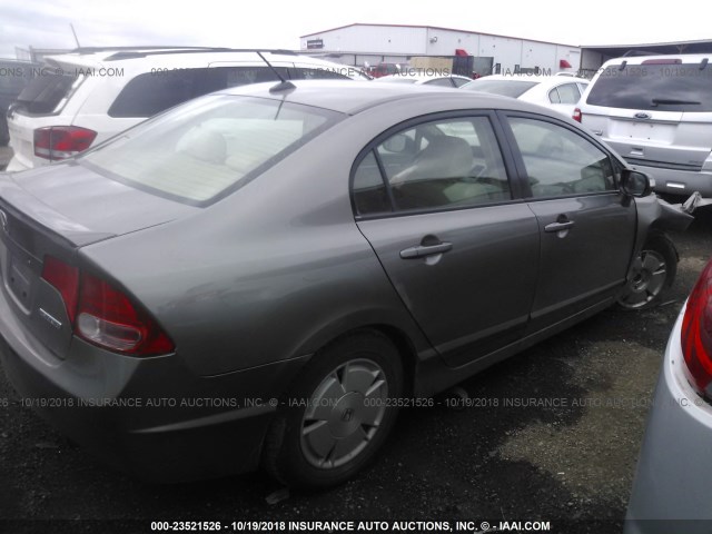 JHMFA36257S005693 - 2007 HONDA CIVIC HYBRID GRAY photo 4