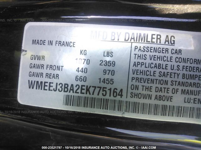 WMEEJ3BA2EK775164 - 2014 SMART FORTWO PURE/PASSION WHITE photo 9