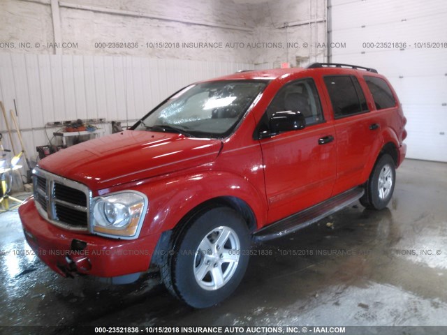 1D4HB48N74F231116 - 2004 DODGE DURANGO SLT RED photo 2