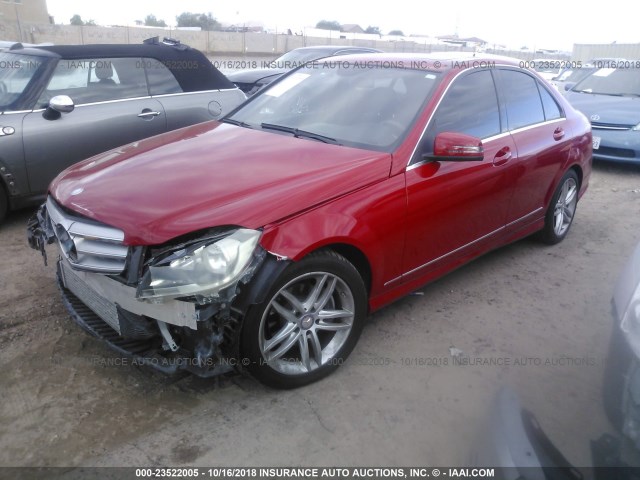 WDDGF4HBXDR249200 - 2013 MERCEDES-BENZ C 250 RED photo 2