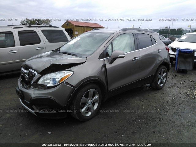 KL4CJASB1EB770356 - 2014 BUICK ENCORE BROWN photo 2