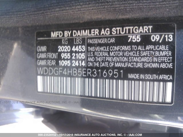 WDDGF4HB5ER316951 - 2014 MERCEDES-BENZ C 250 GRAY photo 9