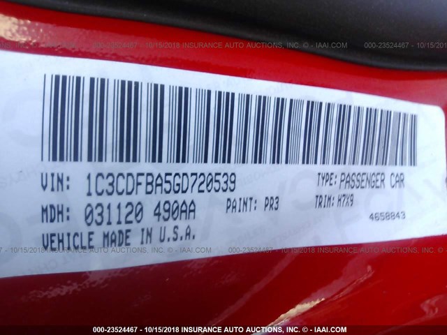 1C3CDFBA5GD720539 - 2016 DODGE DART SXT RED photo 9