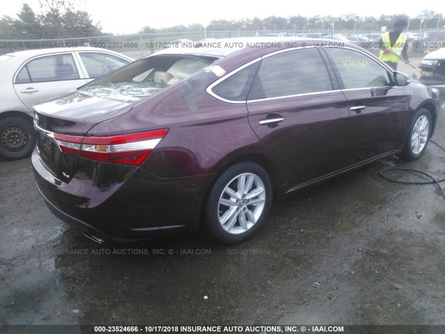 4T1BK1EB7EU114432 - 2014 TOYOTA AVALON PREMIUM/TOURING/LIMITED MAROON photo 4