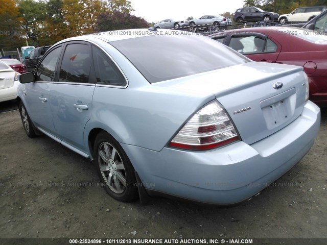 1FAHP24W38G106010 - 2008 FORD TAURUS SEL Light Blue photo 3