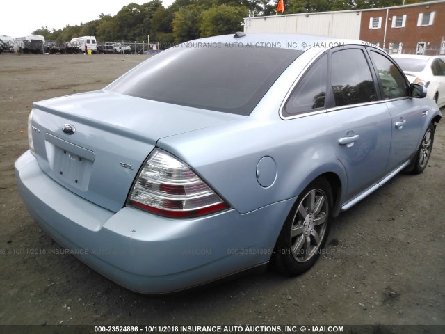 1FAHP24W38G106010 - 2008 FORD TAURUS SEL Light Blue photo 4