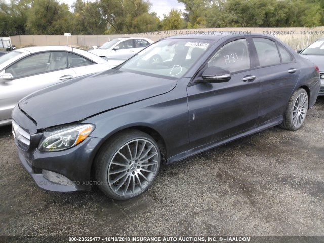 55SWF6EB0GU138203 - 2016 MERCEDES-BENZ C 450 4MATIC AMG GRAY photo 2