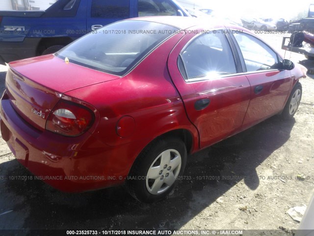 1B3ES26C14D520964 - 2004 DODGE NEON SE RED photo 4