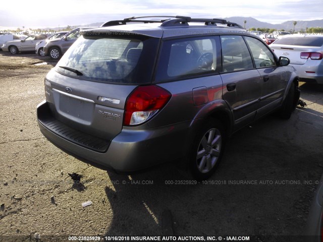 4S4BP61C697321749 - 2009 SUBARU OUTBACK 2.5I GRAY photo 4