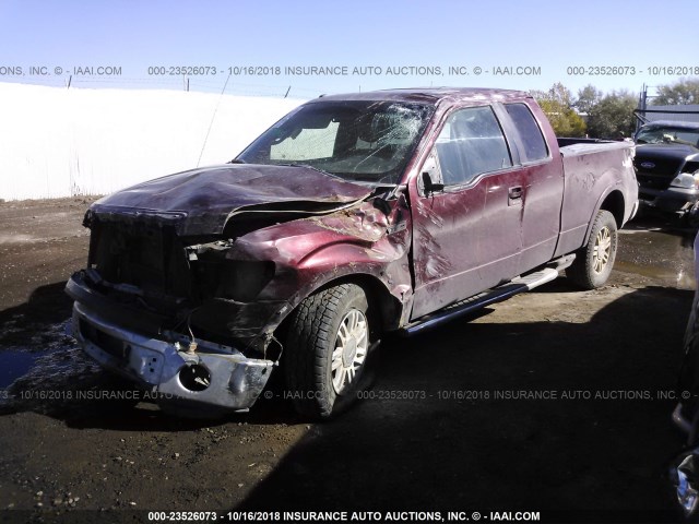 1FTFX1EV5AFD05119 - 2010 FORD F150 SUPER CAB MAROON photo 2