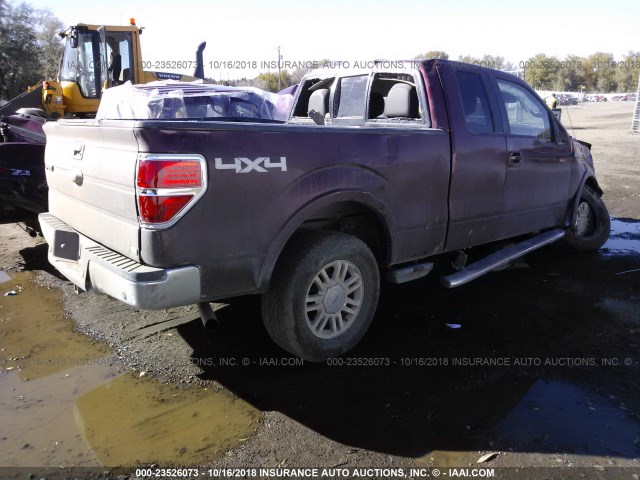 1FTFX1EV5AFD05119 - 2010 FORD F150 SUPER CAB MAROON photo 4