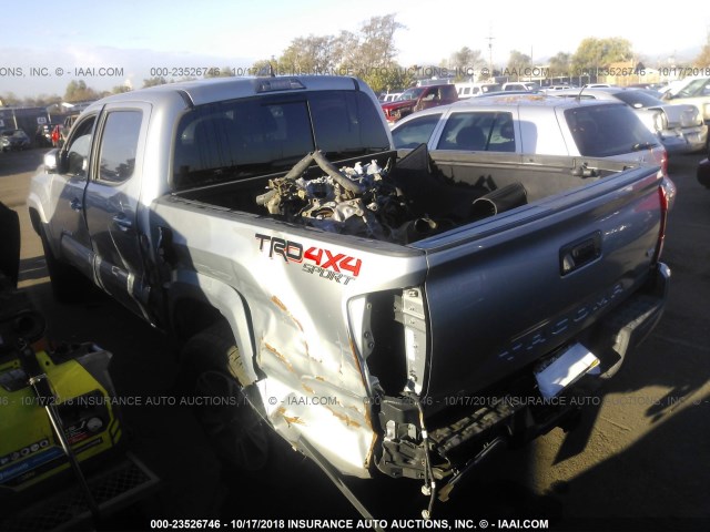 5TFCZ5AN6HX094205 - 2017 TOYOTA TACOMA DBL CAB/SR/TRDSPT/OR/PRO SILVER photo 3