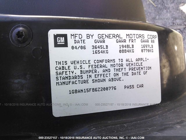 1G8AN15F86Z200776 - 2006 SATURN ION LEVEL 2 白色 照片 9