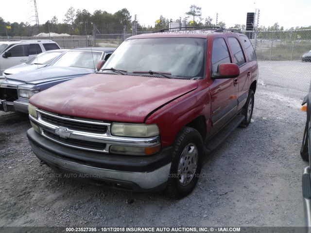 1GNEK13T51J106975 - 2001 CHEVROLET TAHOE K1500 RED photo 2