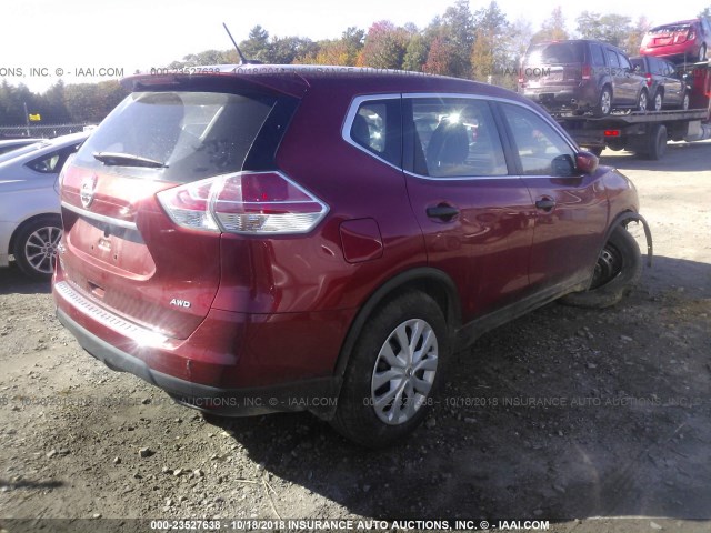 KNMAT2MVXGP717715 - 2016 NISSAN ROGUE S/SL/SV MAROON photo 4