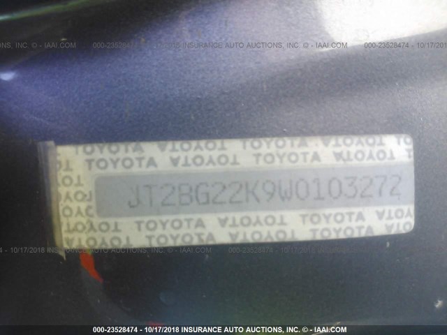 JT2BG22K9W0103272 - 1998 TOYOTA CAMRY CE/LE/XLE PURPLE photo 9