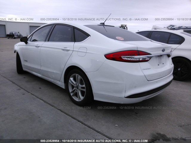 3FA6P0LU5JR114720 - 2018 FORD FUSION SE HYBRID WHITE photo 3