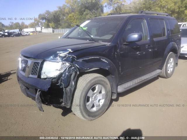 5N1AR18W36C671111 - 2006 NISSAN PATHFINDER LE/SE/XE BLUE photo 2