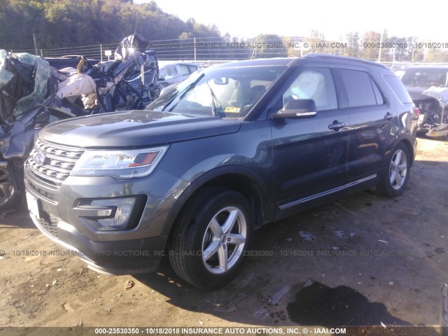 1FM5K8DH8GGA69742 - 2016 FORD EXPLORER XLT GRAY photo 2