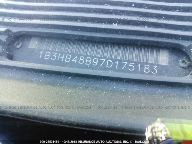 1B3HB48B97D175183 - 2007 DODGE CALIBER SXT BLUE photo 9