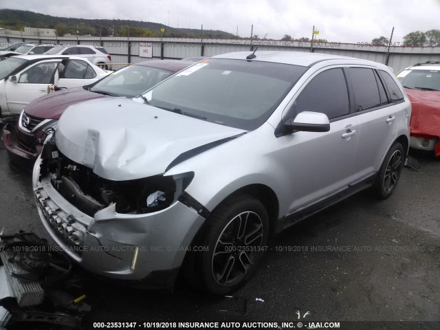 2FMDK3J93DBA04926 - 2013 FORD EDGE SEL SILVER photo 2