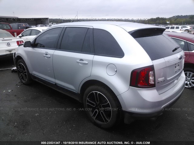 2FMDK3J93DBA04926 - 2013 FORD EDGE SEL SILVER photo 3