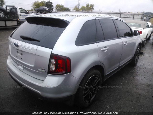 2FMDK3J93DBA04926 - 2013 FORD EDGE SEL SILVER photo 4