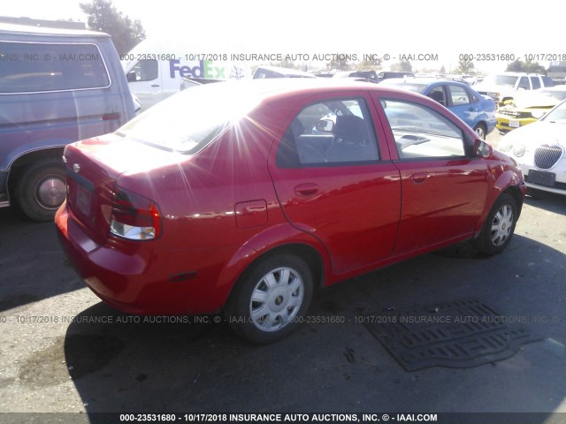 KL1TJ52674B229432 - 2004 CHEVROLET AVEO LS RED photo 4