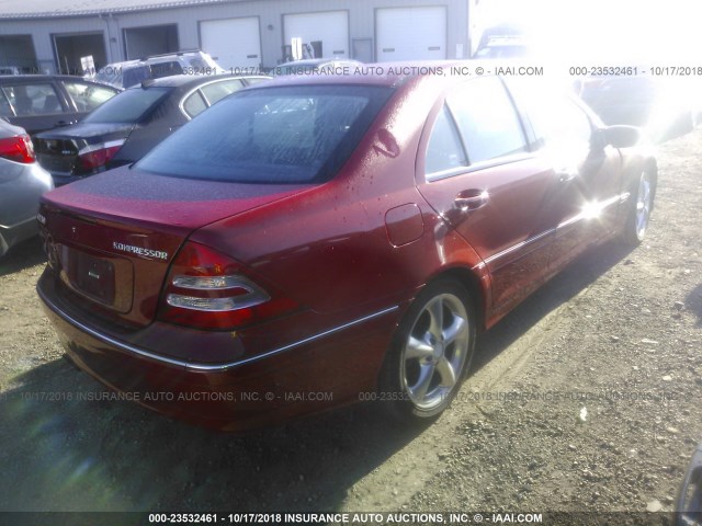 WDBRF40J44A604560 - 2004 MERCEDES-BENZ C 230K SPORT SEDAN RED photo 4