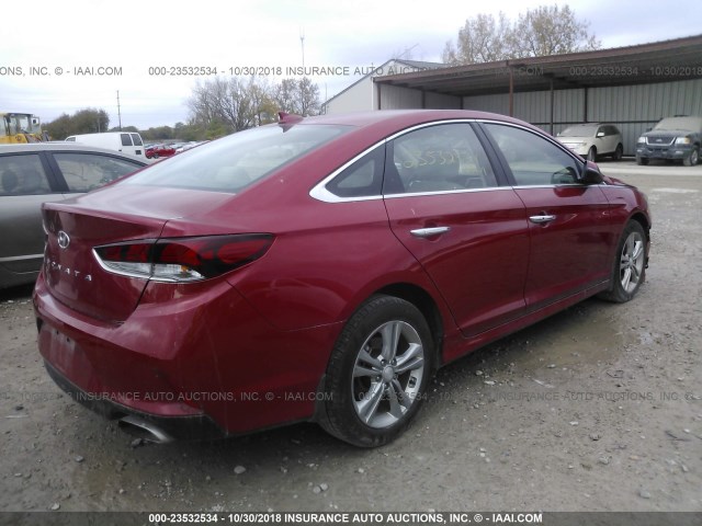 5NPE34AF1JH629598 - 2018 HYUNDAI SONATA SPORT/LIMITED RED photo 4