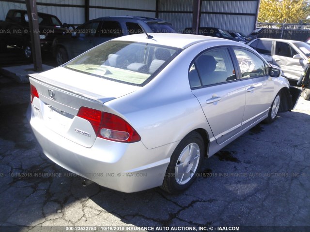 JHMFA362X8S018652 - 2008 HONDA CIVIC HYBRID SILVER photo 4