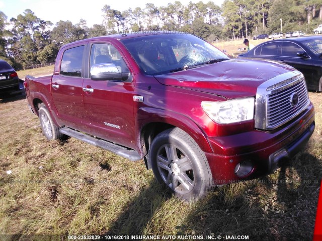 5TFFY5F13AX078815 - 2010 TOYOTA TUNDRA CREWMAX LIMITED RED photo 1